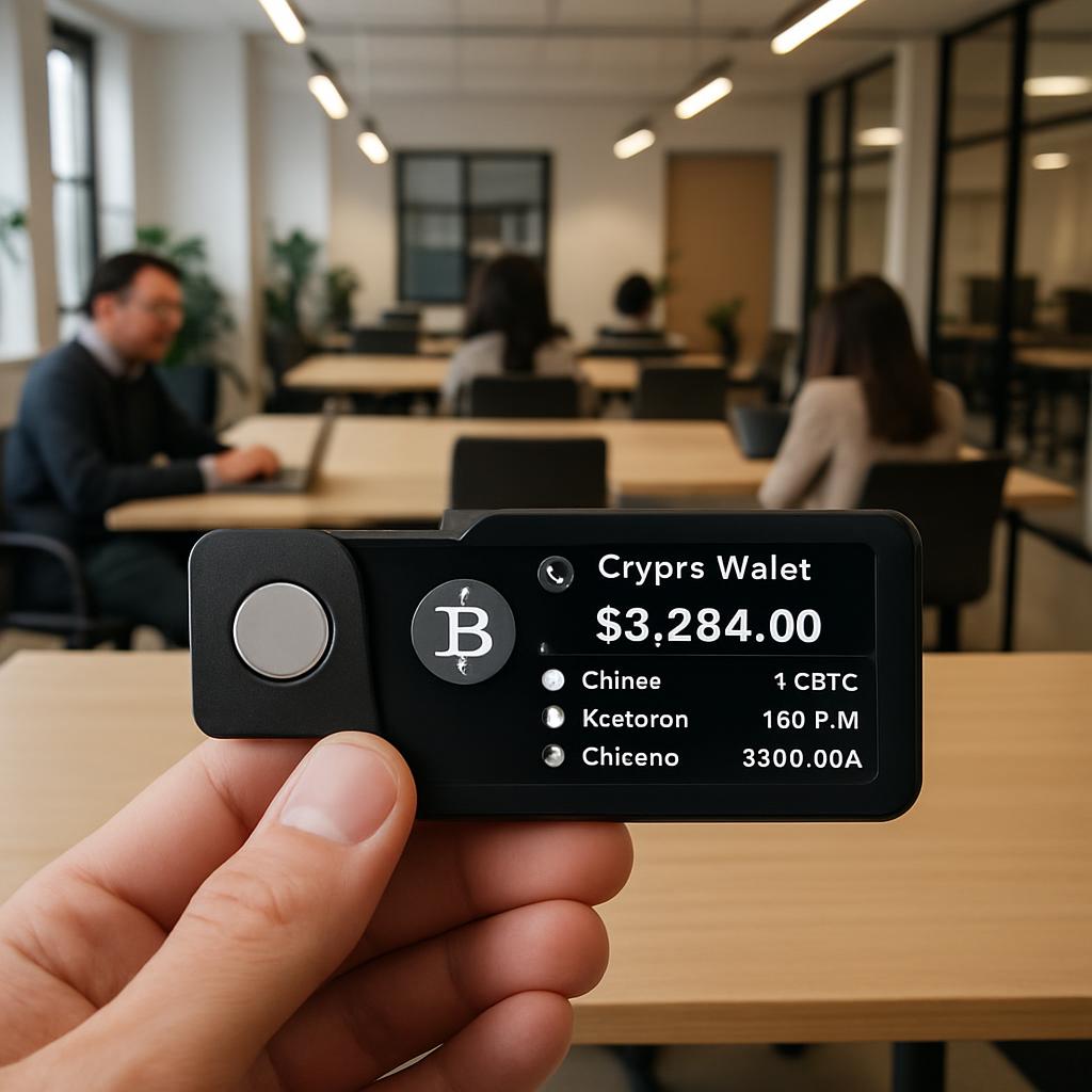 A wallet holding a credit card with a coin in the middle on it, showing the amount of money $$3.284.00 with several userna...